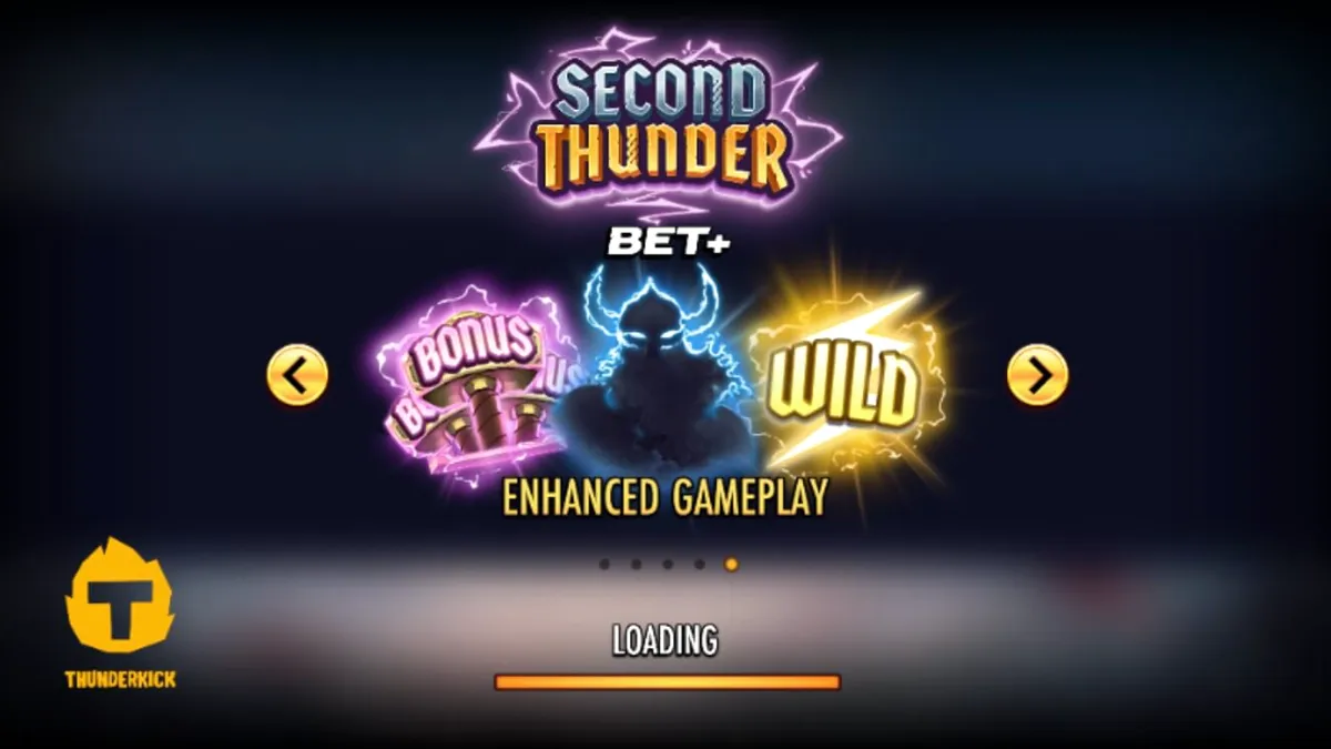 Tampilan visual slot Second Thunder dengan latar belakang medan perang bersalju