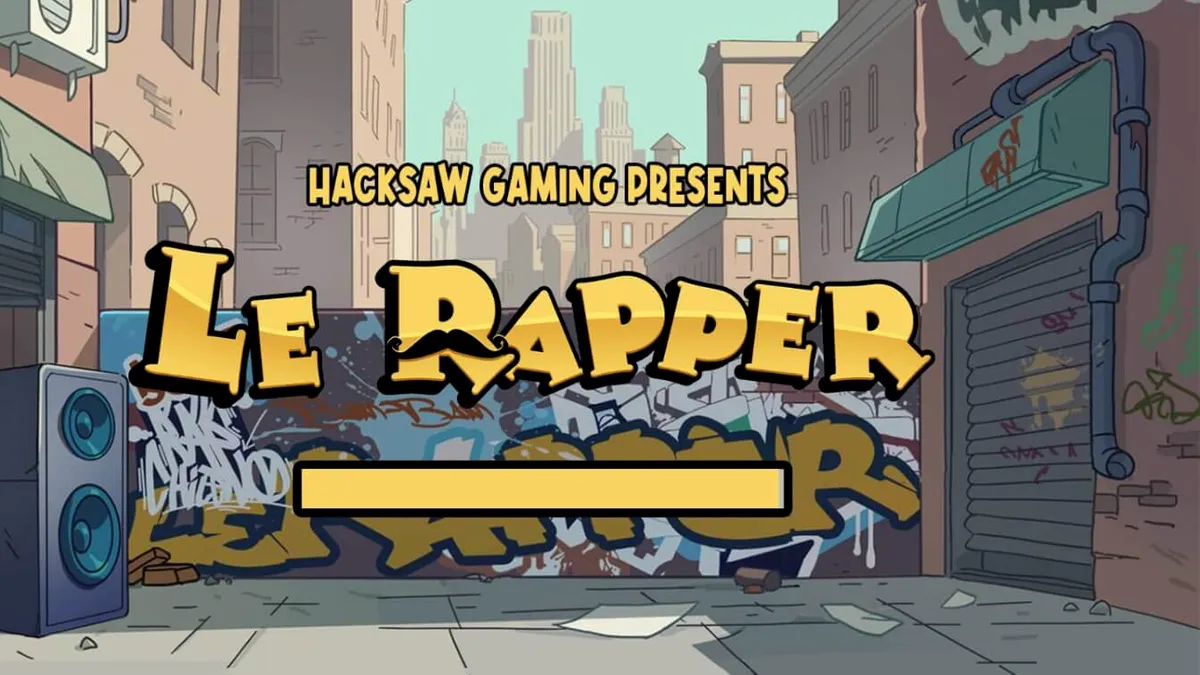 Smokey si rakun dalam slot Le Rapper dengan latar belakang studio rekaman hip-hop